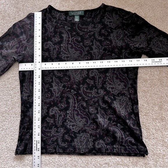 Lauren Ralph Lauren Petites Paisley Long Sleeve Crewneck Tee - Picture 4 of 6